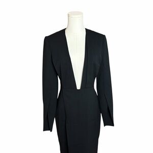 Protagonist | Black Long Sleeve Plunge Midi Dress | Size 0 | Luxury | NWT